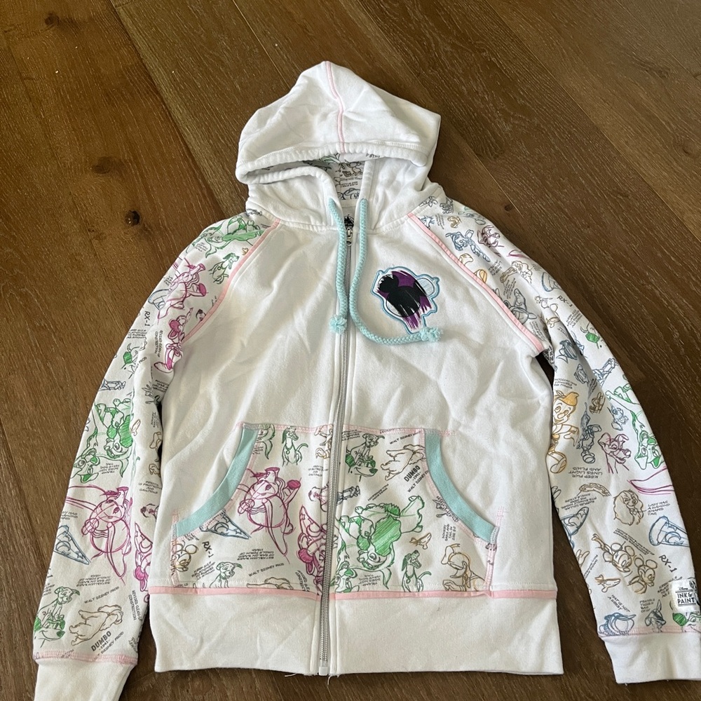 Disney parks inc. White Hoodie with blue strings.